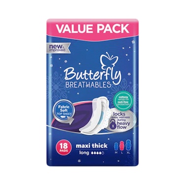 Butterfly Breathables Maxi Thick Sanitary Napkins 18 pcs
