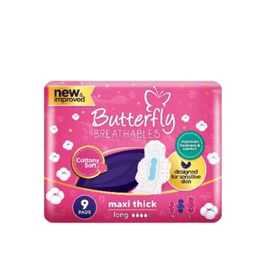 Butterfly Breathables Maxi Thick Cottony Top Sheet 9 pcs