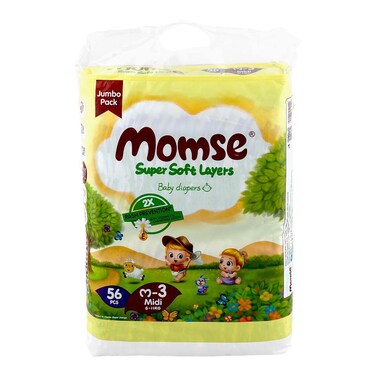 Momse Baby Diapers Medium 56pc