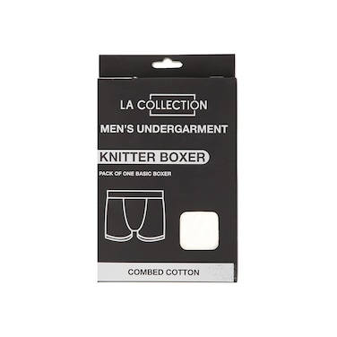 LA Collection Men's Knitter Boxer White Large