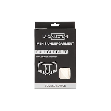 LA Collection Men's Full Cut Brief White Medium