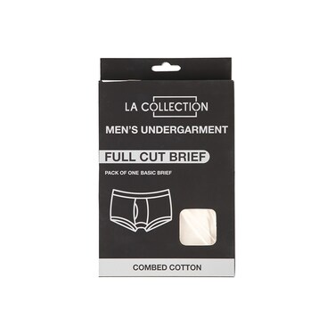 LA Collection Men's Full Cut Brief White Large