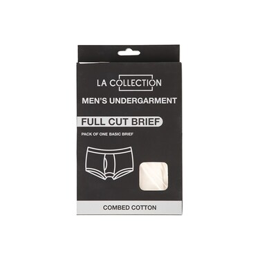 LA Collection Men's Full Cut Brief White X-Large