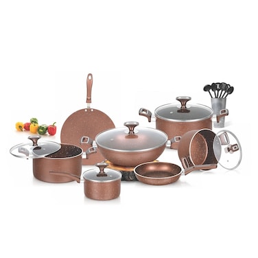 SK Non Stick Marble Coated Gift Pack Daisy Splendid Cookware Set 18Pcs