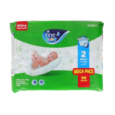Fine Baby Double Lock Mega Pack Diapers Small 2 (Pack Of 96)
