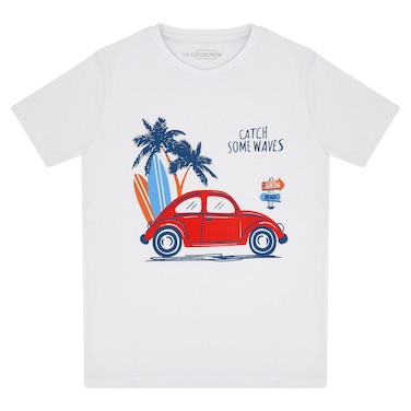 LA Collection Boys Printed T-Shirt White 11-12 Years