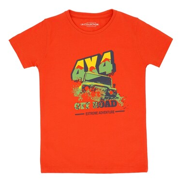 LA Collection Boys Printed T-Shirt Orange 3-4 Years
