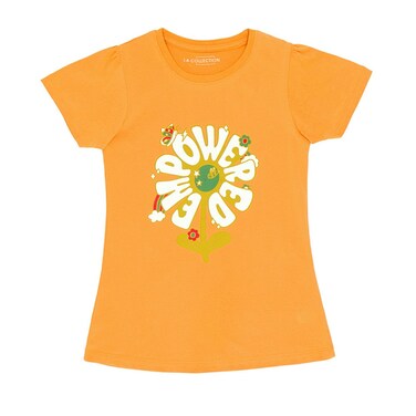 LA Collection Girls Printed T-Shirt Mustard 9-10 Years
