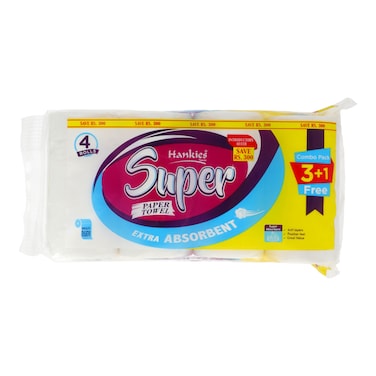 Hankies Super Paper Towel 4 Rolls