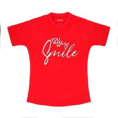 LA Collection Ladies Printed T-Shirt Red Medium