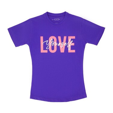 LA Collection Ladies Printed T-Shirt Purple Large