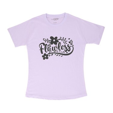 LA Collection Ladies Printed T-Shirt Lilac X-Large