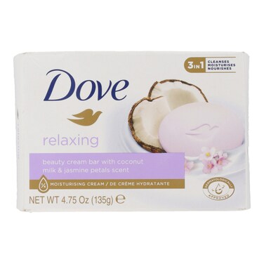 Dove Relaxing Beauty Cream Bar Soap With Coconut Milk &amp; Jasmine Petals Scent 135 gr