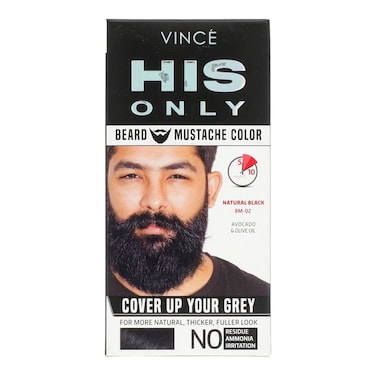 Vince His Only Beard Mustache Color Avocado &amp; Olive Oil Natural Black (BM-02)