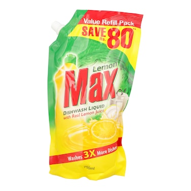 Lemon Max Dishwash Liquid With Real Lemon Juice 750ml