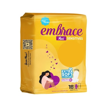Embrace Maxi Sensitive Pads Long Value (Pack Of 18)