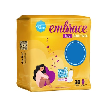 Embrace Sensitive Maxi Pads Long Trio Pack (Pack Of 28)