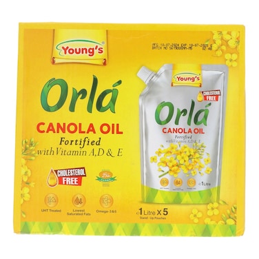 Young's Orla Canola Oil Stand Up Pouches 5 x 1 Litre