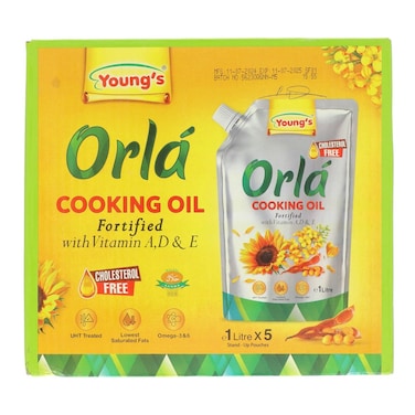 Young's Orla Cooking Oil Stand Up Pouches 5 x 1 Litre