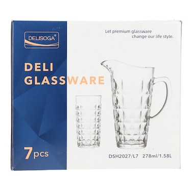Deli Glassware Jug &amp; Glass Set 7 Pcs