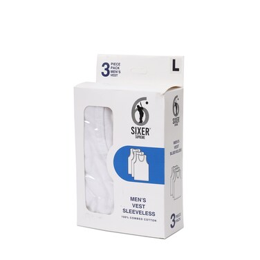 Sixer Men Vest Sleeveless Small (Pack Of 3)