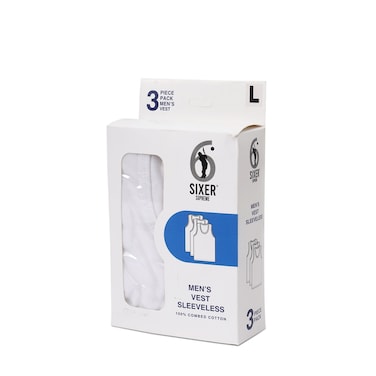 Sixer Men Vest Sleeveless Extra Large (Pack Of 3)