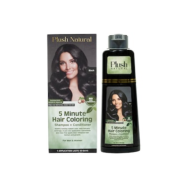 Plush Natural 5 Minute Hair Coloring Shampoo &amp; Conditioner (Black) 200ml