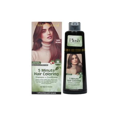 Plush Natural 5 Minute Hair Coloring Shampoo &amp; Conditioner (Light Brown) 200ml