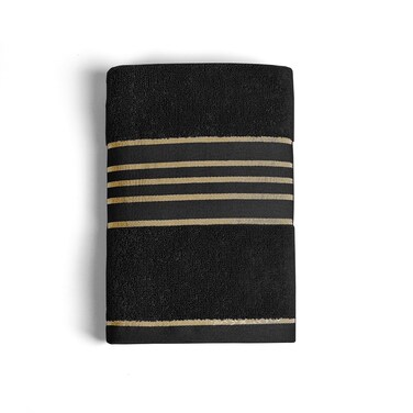 LC Bath Towel Golden Stripe Black