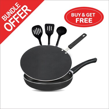 CHEF N/S WOK + TAWA + 3 PCS SPOON SET