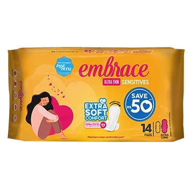 Embrace Ultra Thin Sensitive Extra Long Pads (Pack Of 14)