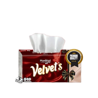 Hankies Velvet's 3 ply Tissues 500 sheets