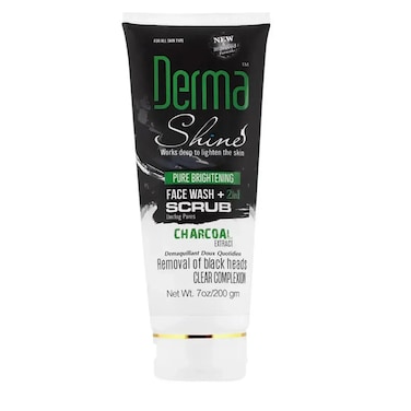 Derma Shine Charcoal 2 In 1 Face Wash &amp; Scrub 200g