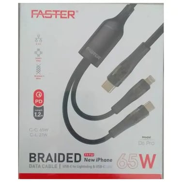 Faster Charging Cable D6 3-in-1 65W