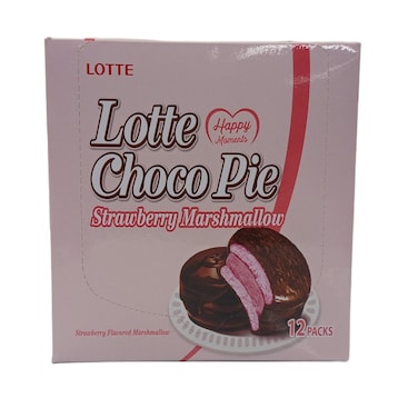 Lotte Choco Pie Strawberry Marshmallow 23g (Pack Of 12)