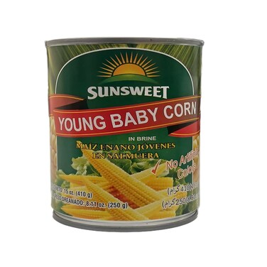 SUNSWEET Young Baby Corn Brine 410g