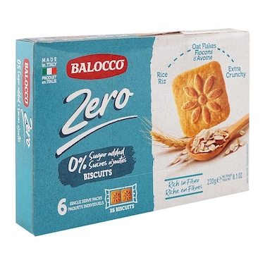 Balocco Zero Oat Flakes &amp; Rice Biscuits Sugar Free 230g