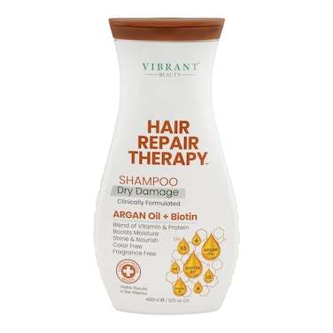 Vibrant Beauty Hair Repair Therapy Argan Oil + Biotin Dry Damage Shampoo 400ml