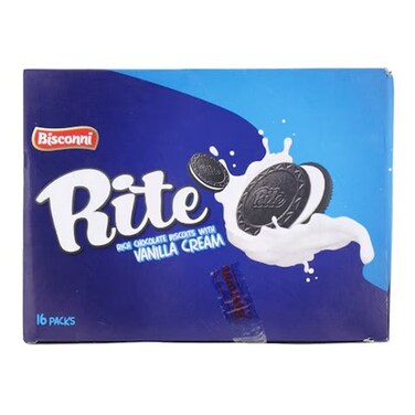 Bisconni Rite Chocolate Biscuits With Vanilla Cream Snack Pack 16Pcs