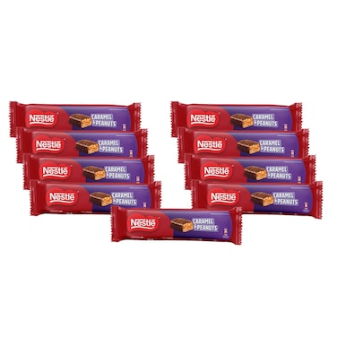Nestle Caramel &amp; Peanuts Chocolate Bar 42g (Pack Of 9)