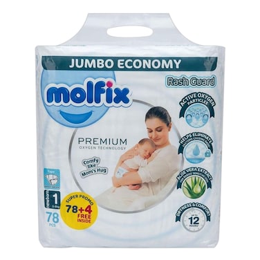 Molfix Premium Diaper Rash Guard New Born 1 (2 - 5kg) 82Pcs