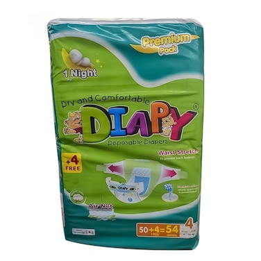 Diapy Diaper Size 4 Maxi Large (9-14kg) 54Pcs