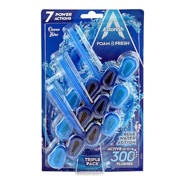 Astonish Ocean Blue Foam &amp; Fresh Toilet Block (Pack Of 3)