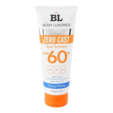 Body Luxuries Zero Cast Cloud Matte Sunscreen Water Resistant SPF60+ 125g