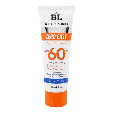 Body Luxuries Zero Cast Cloud Matte Sunscreen Water Resistant SPF60 60g