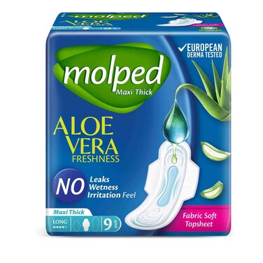 Molped Maxi Thick Aloe Vera Long Pads 9Pcs