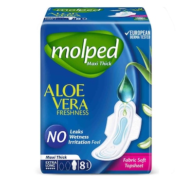 Molped Maxi Thick Aloe Vera Extra Long Pads 8Pcs