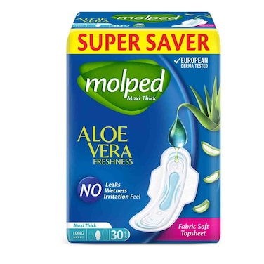 Molped Maxi Thick Aloe Vera Long Pads 30Pcs
