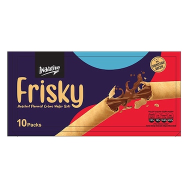 Inovative Frisky Hazelnut Wafer Rolls 29.1g (Pack Of 10)