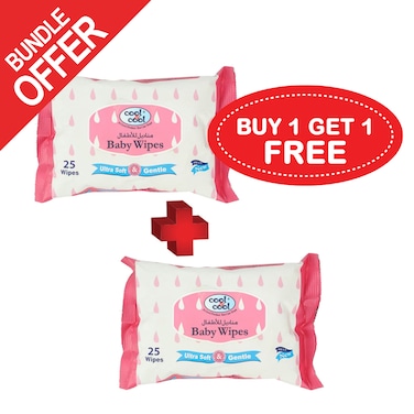 Cool &amp;amp; Cool Baby Wipes 25 Sheets - (Buy 1 Get 1 Free)